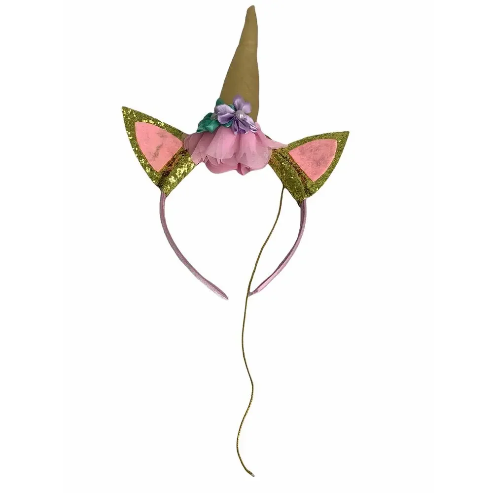 Lot of 3 Pink, Blue & Gold unicorn Headbands